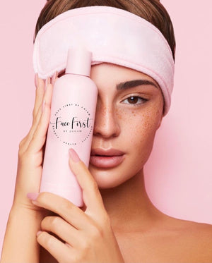 Woman holding Face Fast Bottle